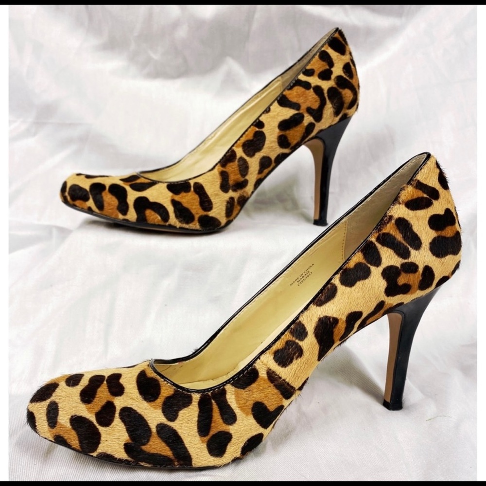 Max Studio Genuine Calf Fur Leopard Pumps Size: 8 1/2 - Picture 2 of 8